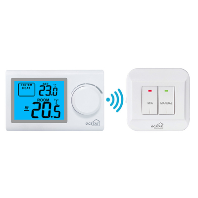 Riseem White Color Wireless Room Thermostat Electronic Heating and Cooling Temperature Control