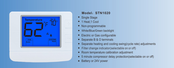 Riseem ABS 1 Heat 1 Cool Non-Programmable Room Air Conditioner Electronic Thermostat 24V For Home