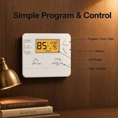 Riseem Smart and Convenient Digital Electronic Room Thermostat for Temperature Ranges 32°F 99°F STN605