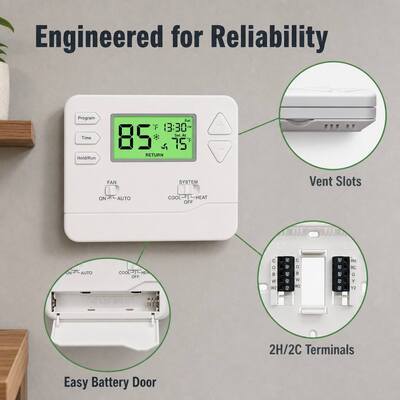 Riseem 24 VAC Electronic Room 7 Day Thermostat for Temperature Control Ranges 44°F 90°F 7°C 32°C and Easy Installation