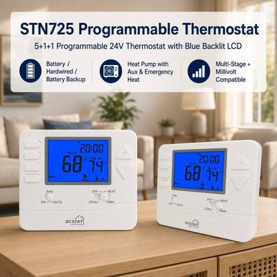 Suuwer Industrial Automation ABS Heat Pump Temperature Controller Air Conditioning Thermostat with 3.84 Sq.in. Display Size