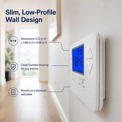 Suuwer Industrial Automation ABS Heat Pump Temperature Controller Air Conditioning Thermostat with 3.84 Sq.in. Display Size