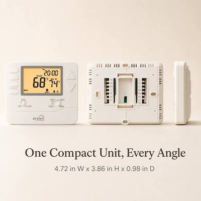 24V C Terminal Designations Heat Pump Non-programmable Mutil Stage Battery-operated Thermostat EMHEAT System Operation Mode 1 Amp Per Terminal Load Rating Ideal for HVAC Control