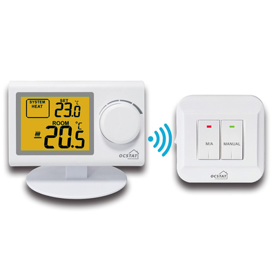 Riseem Simple Electronic Boiler Wireless Room Thermostat Green Back Light For HVAC System