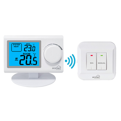 Riseem Simple Electronic Boiler Wireless Room Thermostat Green Back Light For HVAC System