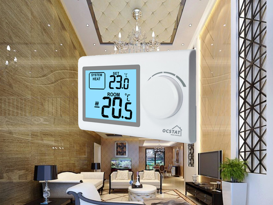 Riseem White Color Shell Digital Non Programmable Heating Room Thermostat for HVAC System