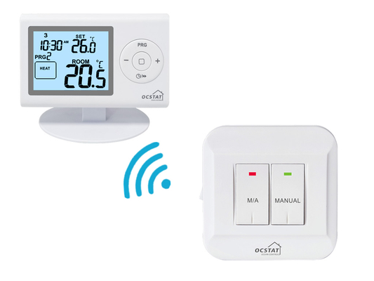 Riseem ABS OEM ODM Blue LCD Screen RF Digital Home Thermostat Heating and Cooling