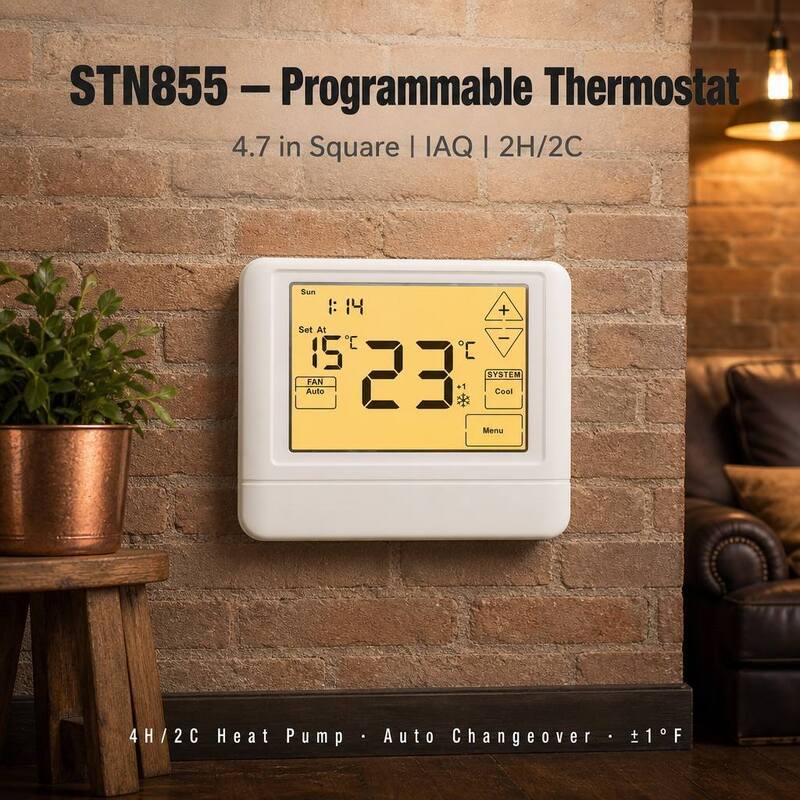 STN855 Heat Pump 7 Day Programmable 7 Day 2 Heat 2 Cool Wall-mounted Thermostat for HVAC Control