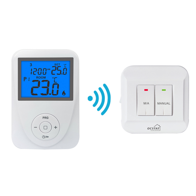 बॉयलर के लिए 230V RF हीट / कूल मोड स्विच वायरलेस प्रोग्रामेबल रूम थर्मोस्टैट