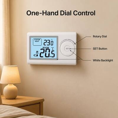 Riseem 230V वायर्ड रूम HVAC IP20 सुरक्षा स्तर के साथ गैर-प्रोग्राम करने योग्य होम थर्मोस्टेट