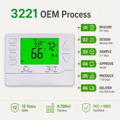 5.65 Sq.in. Display Size Non Programmable Heat Pump Thermostat for COOL System Operation Mode Energy Saving Solution