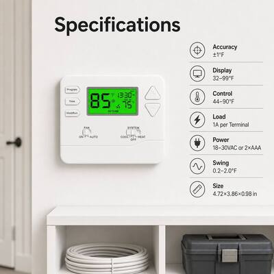 राइज़म वॉल या जंक्शन बॉक्स माउंटिंग प्रोग्रामेबल रूम एयर कंडीशनिंग थर्मोस्टैट, ऊर्जा-बचत सुविधा के साथ