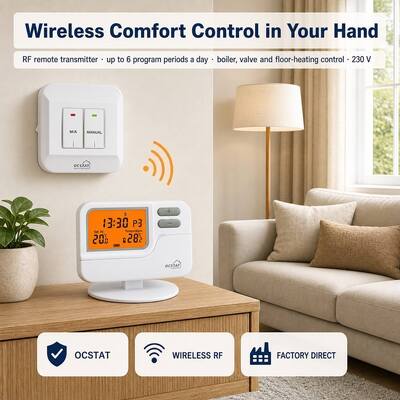 Riseem White Shell बैटरी डिजिटल कक्ष प्रोग्राम करने योग्य थर्मोस्टेट 7 दिन HVAC सिस्टम के साथ