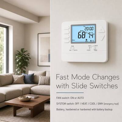 Riseem साप्ताहिक प्रोग्राम करने योग्य 0.5°C सटीकता HVAC प्रणाली हीट पंप थर्मोस्टेट 24V