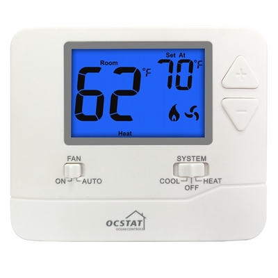 Riseem HVAC डिजिटल गैर प्रोग्राम करने योग्य होम थर्मोस्टेट ब्लू बैकलाइट एलसीडी डिस्प्ले