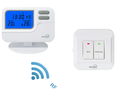 Riseem White Shell बैटरी डिजिटल कक्ष प्रोग्राम करने योग्य थर्मोस्टेट 7 दिन HVAC सिस्टम के साथ
